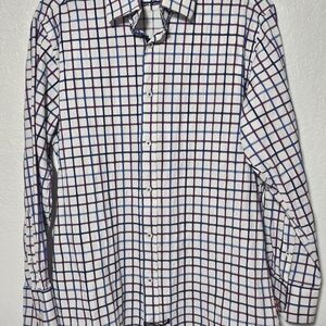 English Laundry Men's Plaid Shirt - White and Blue